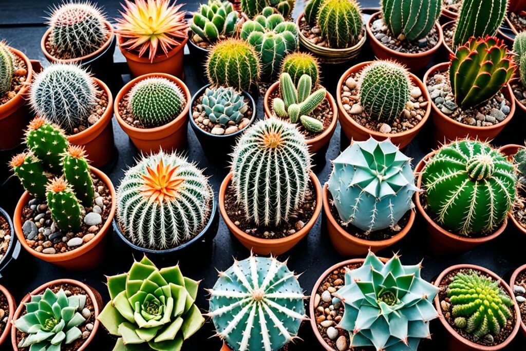 Imagem de cactos raros em vasos